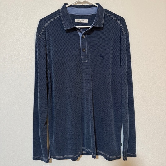 Tommy Bahama Other - ⭐️ Tommy Bahama Ribbed Long Sleeve Polo - Blue - Size Large -EUC